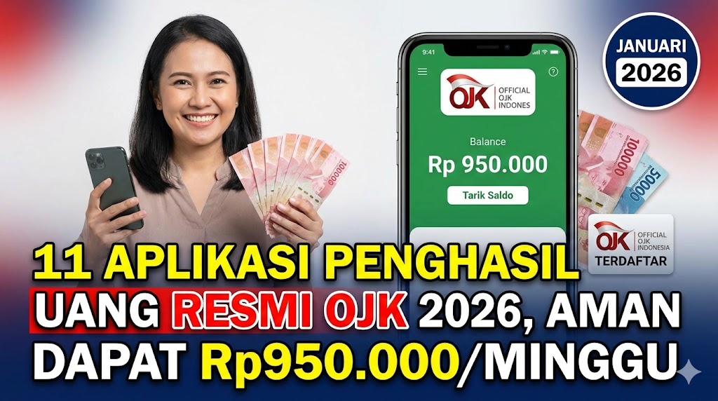 11 Aplikasi Penghasil Uang Resmi OJK 2026, Aman Dapat Rp950.000/Minggu