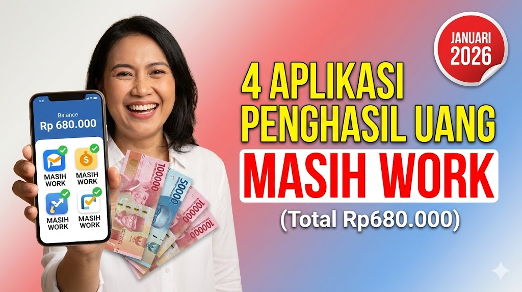 4 Aplikasi Penghasil Uang yang Masih Work Januari 2026 (Total Rp680.000)