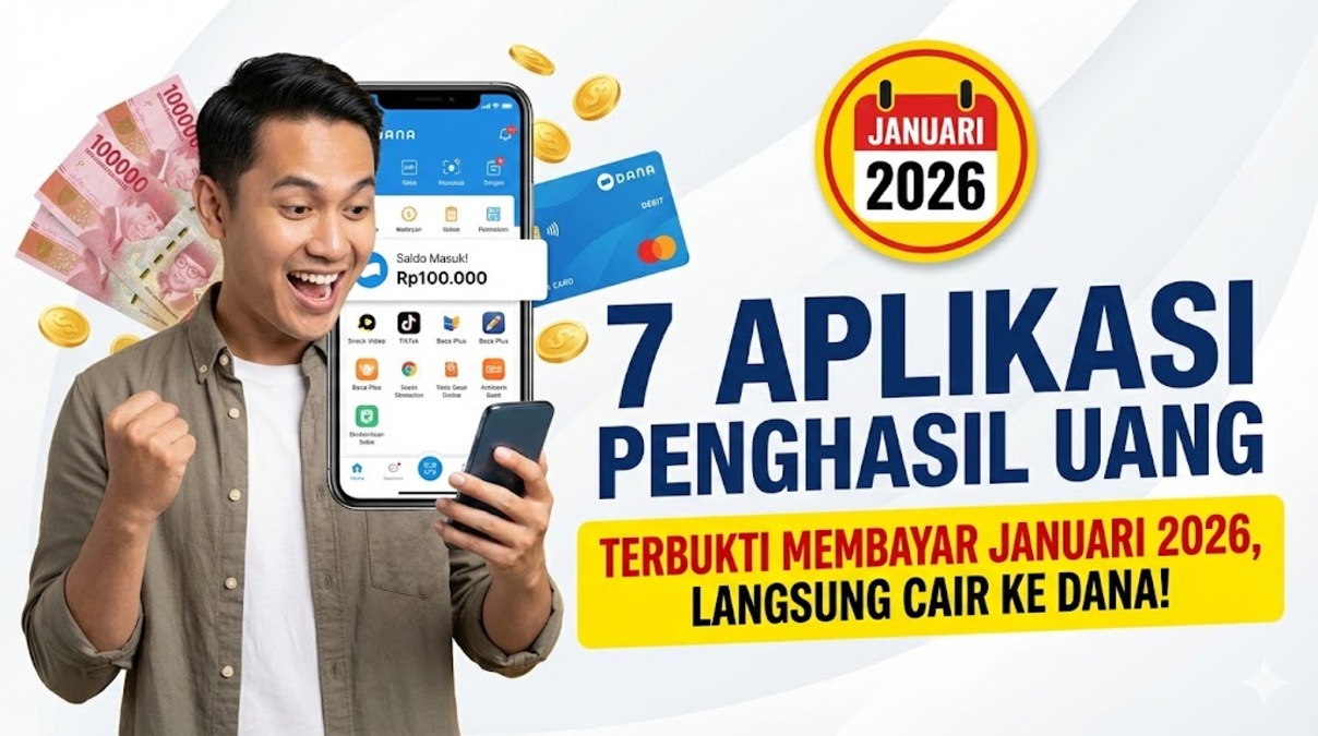 7 Aplikasi Penghasil Uang Terbukti Membayar Januari 2026, Langsung Cair ke DANA!