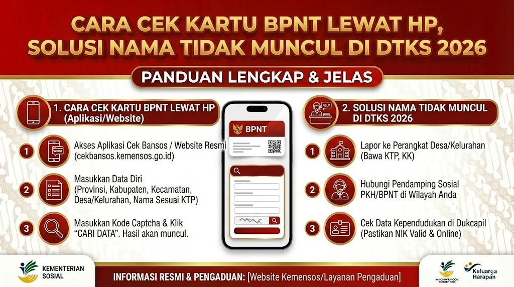 Cara Cek Kartu BPNT Lewat HP, Solusi Nama Tidak Muncul di DTKS 2026