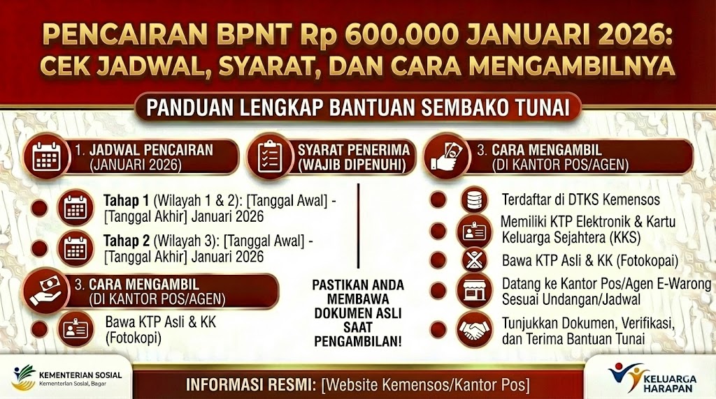 Pencairan BPNT Rp 600.000 Januari 2026: Cek Jadwal, Syarat, dan Cara Mengambilnya