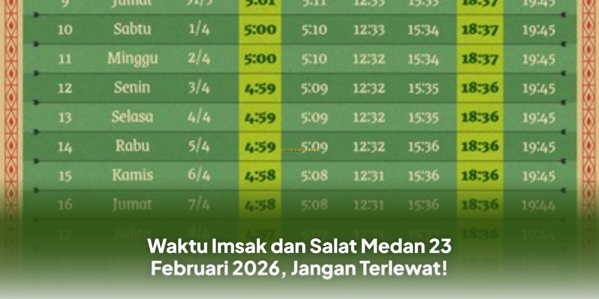 Waktu Imsak & Salat Medan 23 Februari 2026: Jangan Lewatkan!